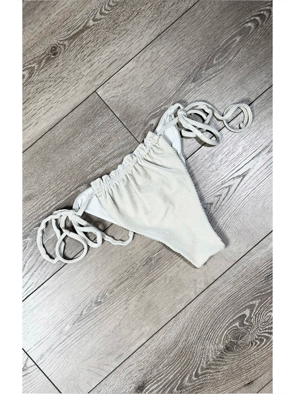 Thalassa Ribbed Velour Ruched Ruffle Scrunched Cheeky Bikini Bottoms